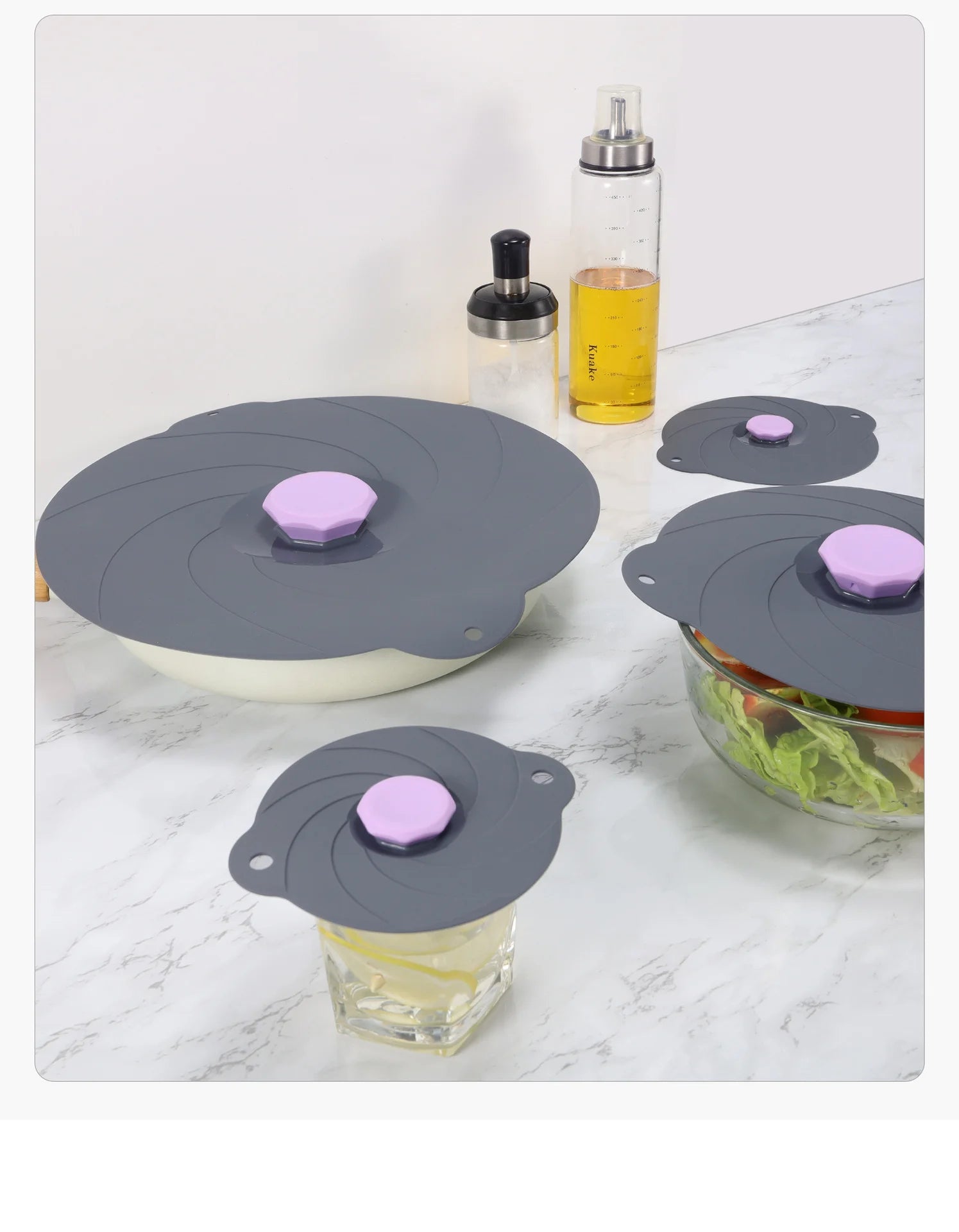 6-Pieces Silicone Lids for Food Storage