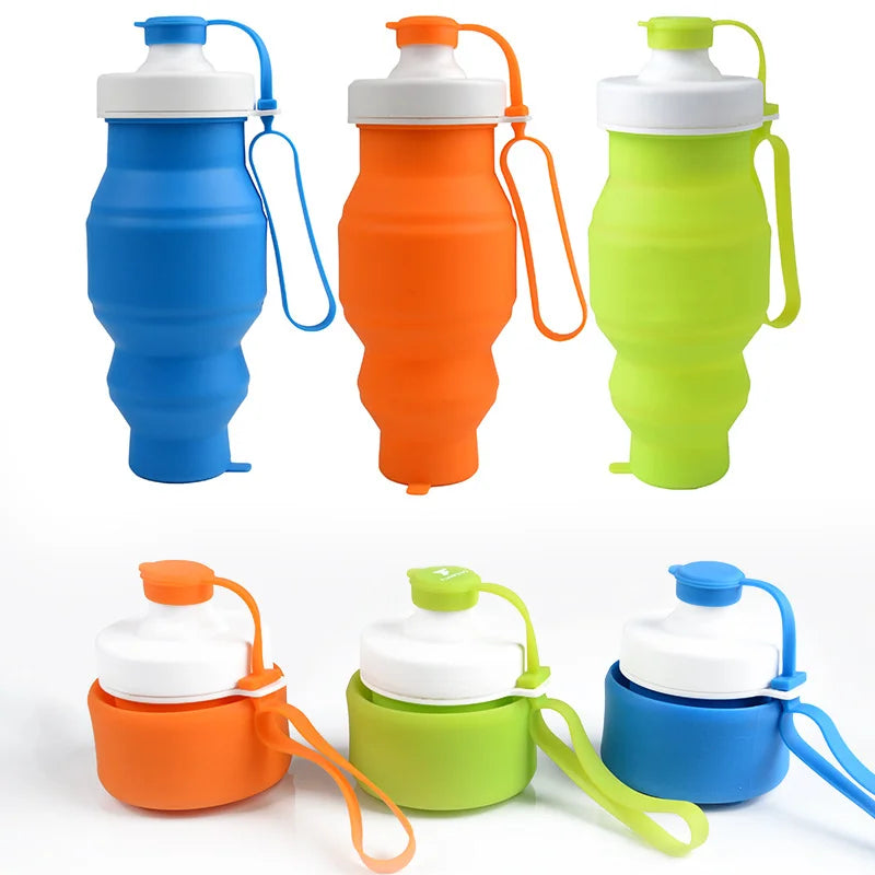 500ml Silicone Foldable Water Bottle for Sports