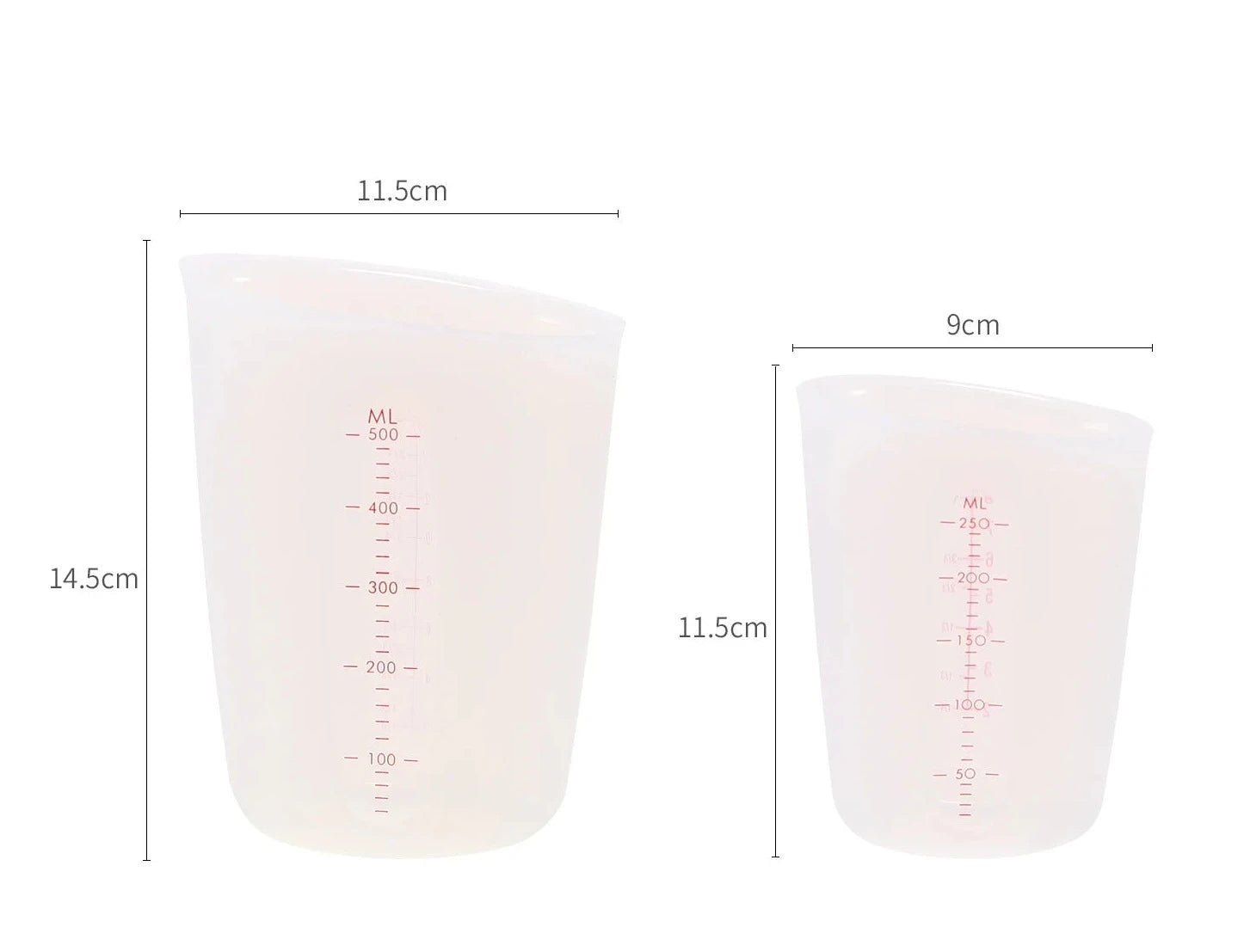 Semi - Transparent Silicone Measuring Cup 3 Sizes