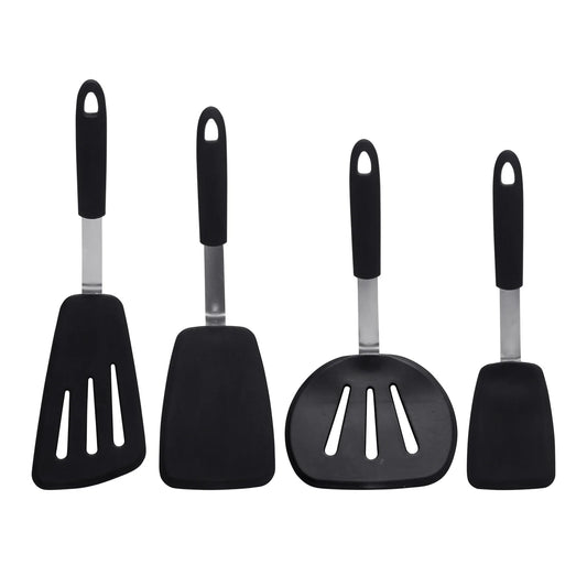 Black Silicone Pancake Flipper Spatulas Set