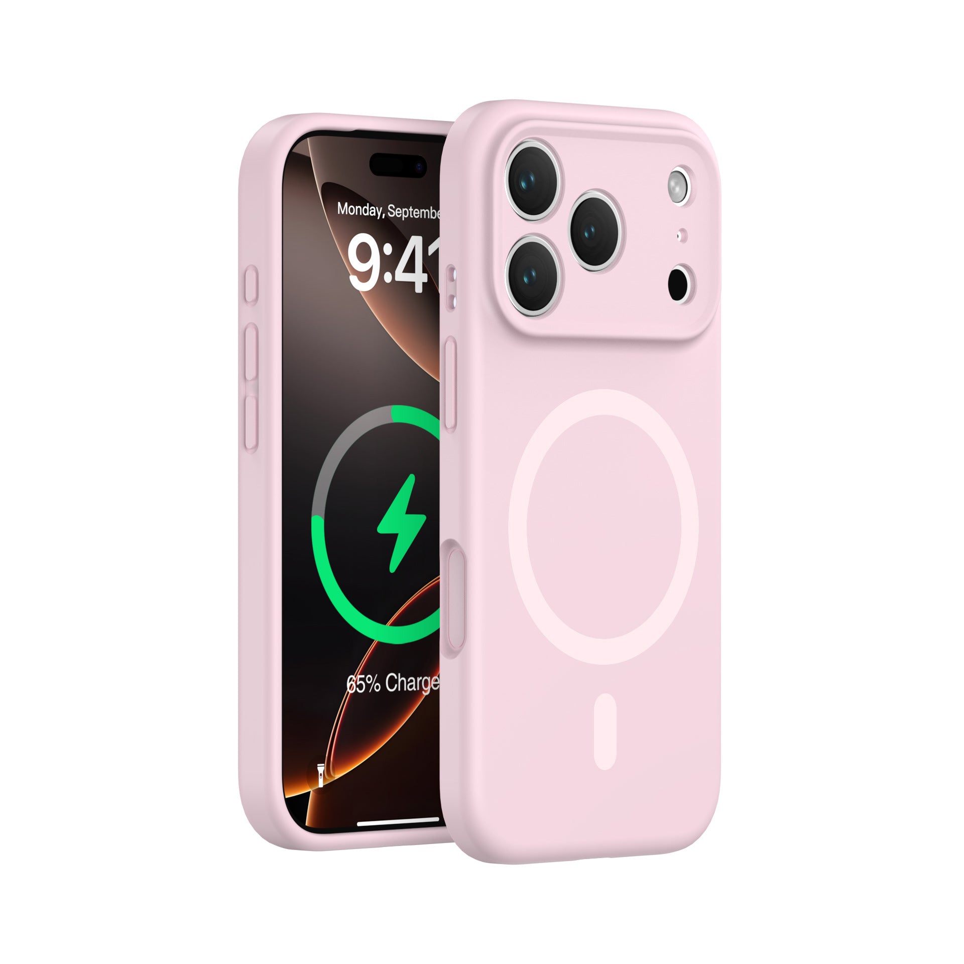 Light pink Magnetic Liquid Silicone Case for iPhone 17 Series