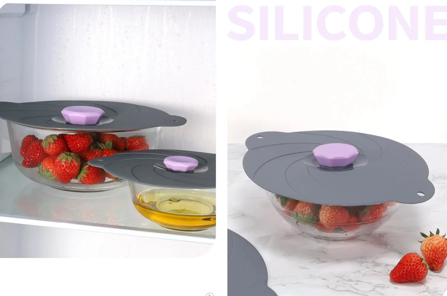 6-Pieces Silicone Lids for Food Storage