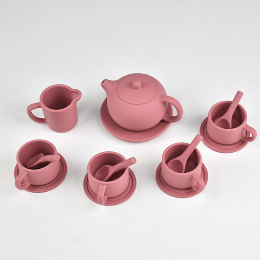 Bright Pink 15-Piece Silicone Tea Set