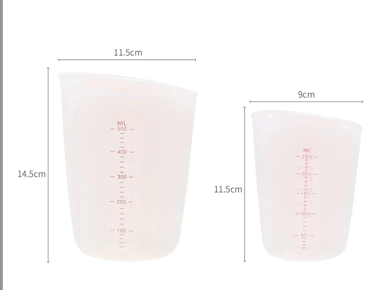 Semi - Transparent Silicone Measuring Cup 3 Sizes