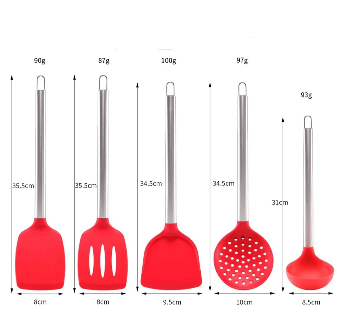 Red 6-piece Silicone Cooking Utensils Set