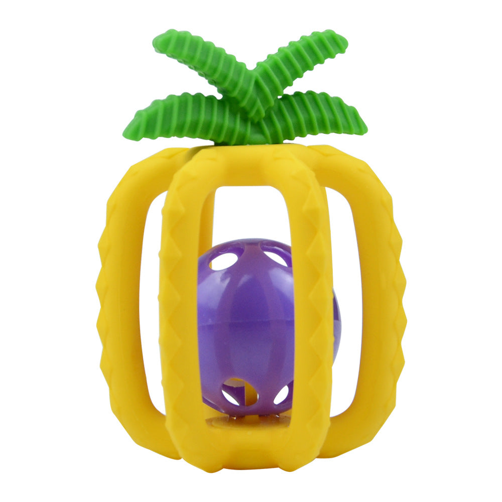 Yellow Silicone Pineapple Teething Rattle Toy