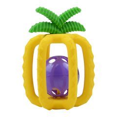 Yellow Silicone Pineapple Teething Rattle Toy