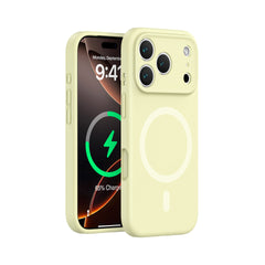 Light Yellow Magnetic Liquid Silicone Case for iPhone 17 Series