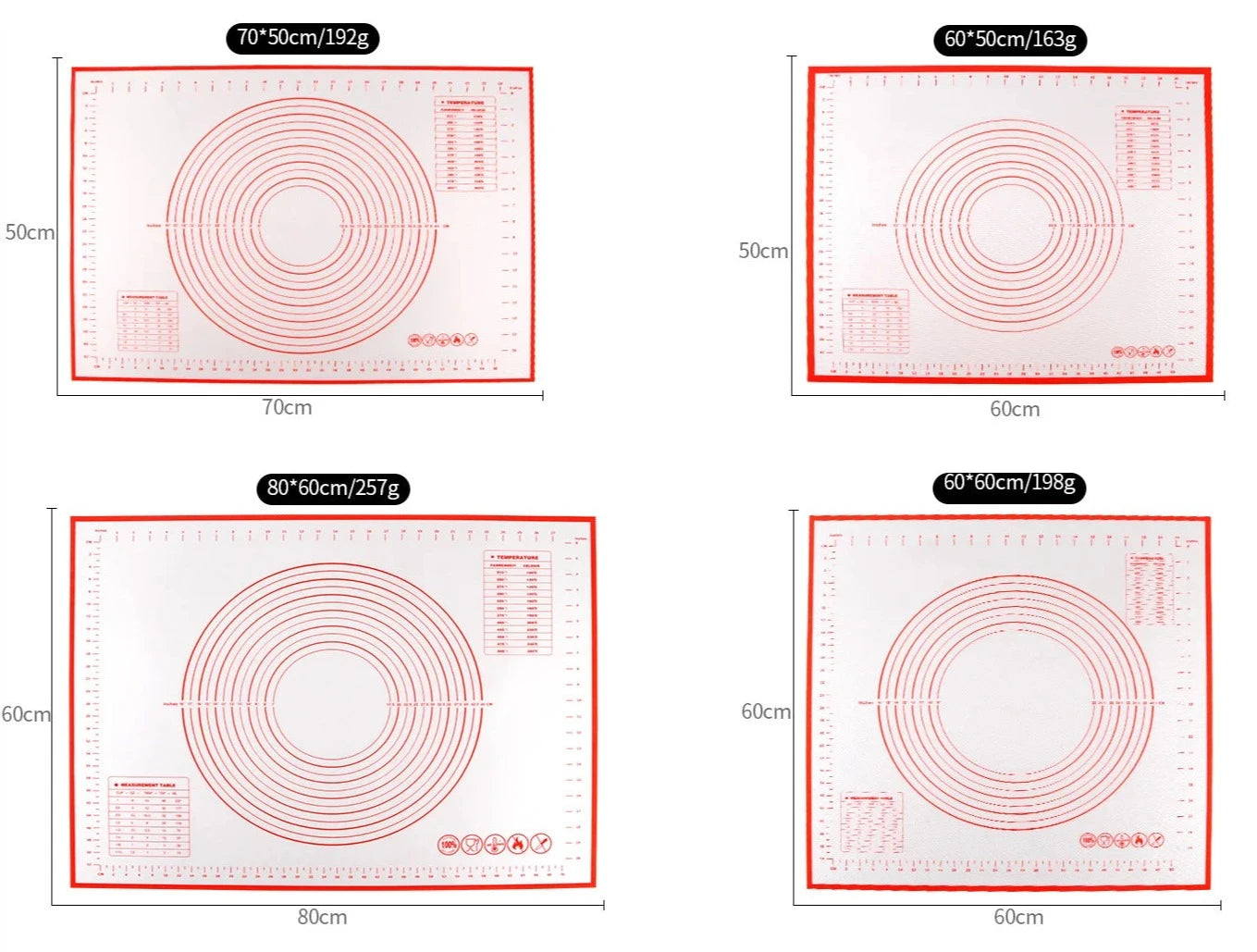 Set of 7 Silicone Mats | Pastry Baking Mat