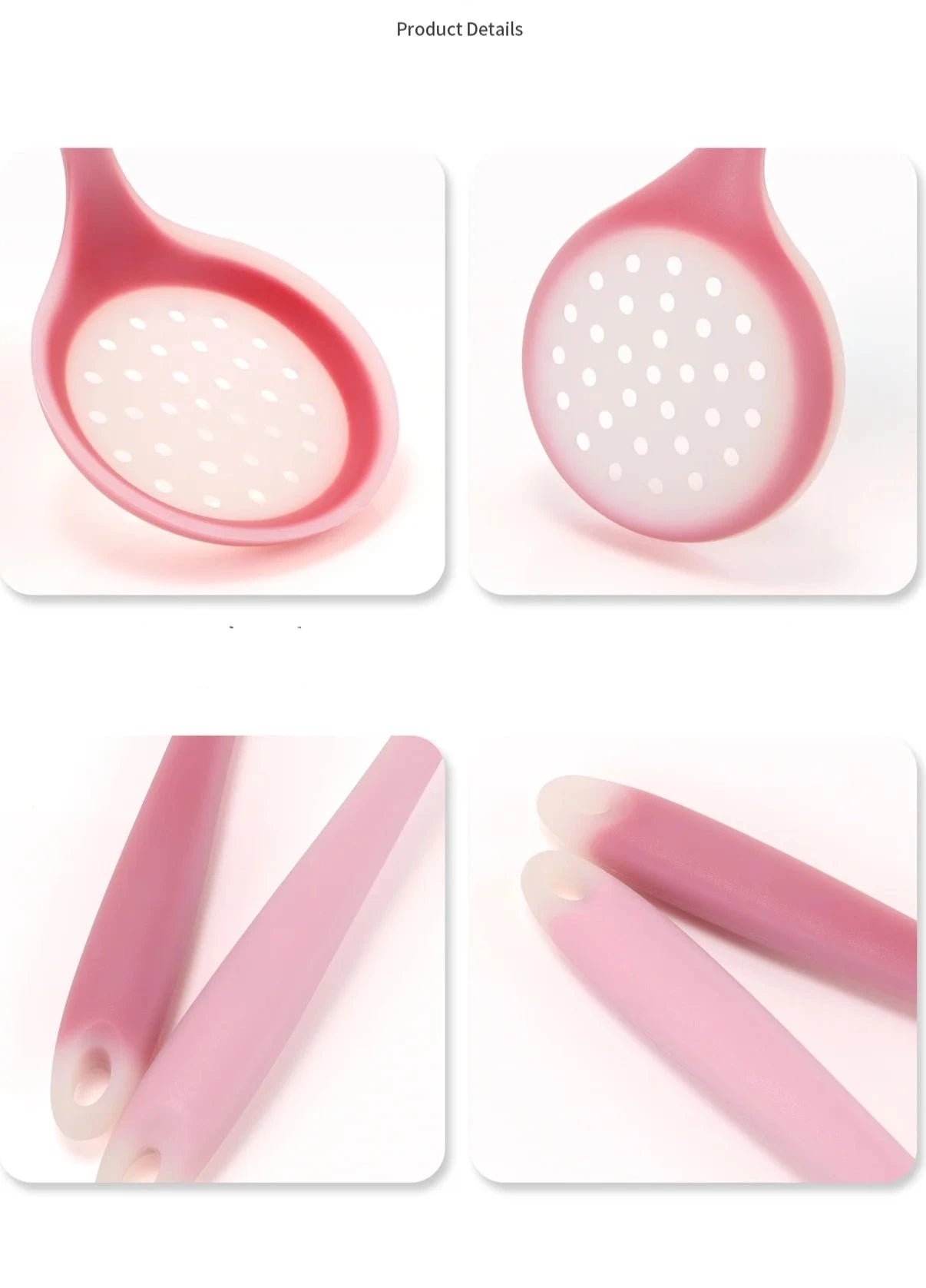 Pink and Red Silicone Non-Stick Slotted Spoon