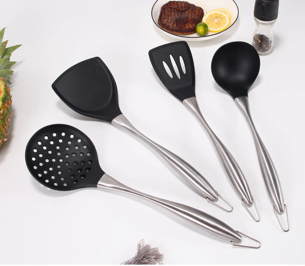 Black 4x Silicone Utensils Set