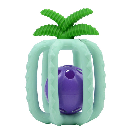 Mint Silicone Pineapple Teething Rattle Toy