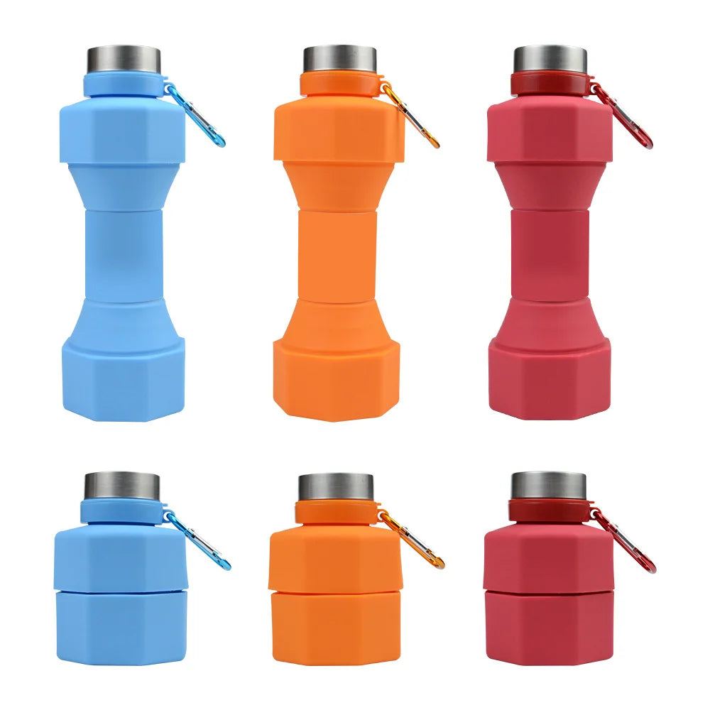 Dumbbell folding Customizable Silicone Water Bottle