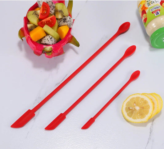 3x Silicone Scraper Jar Spatula