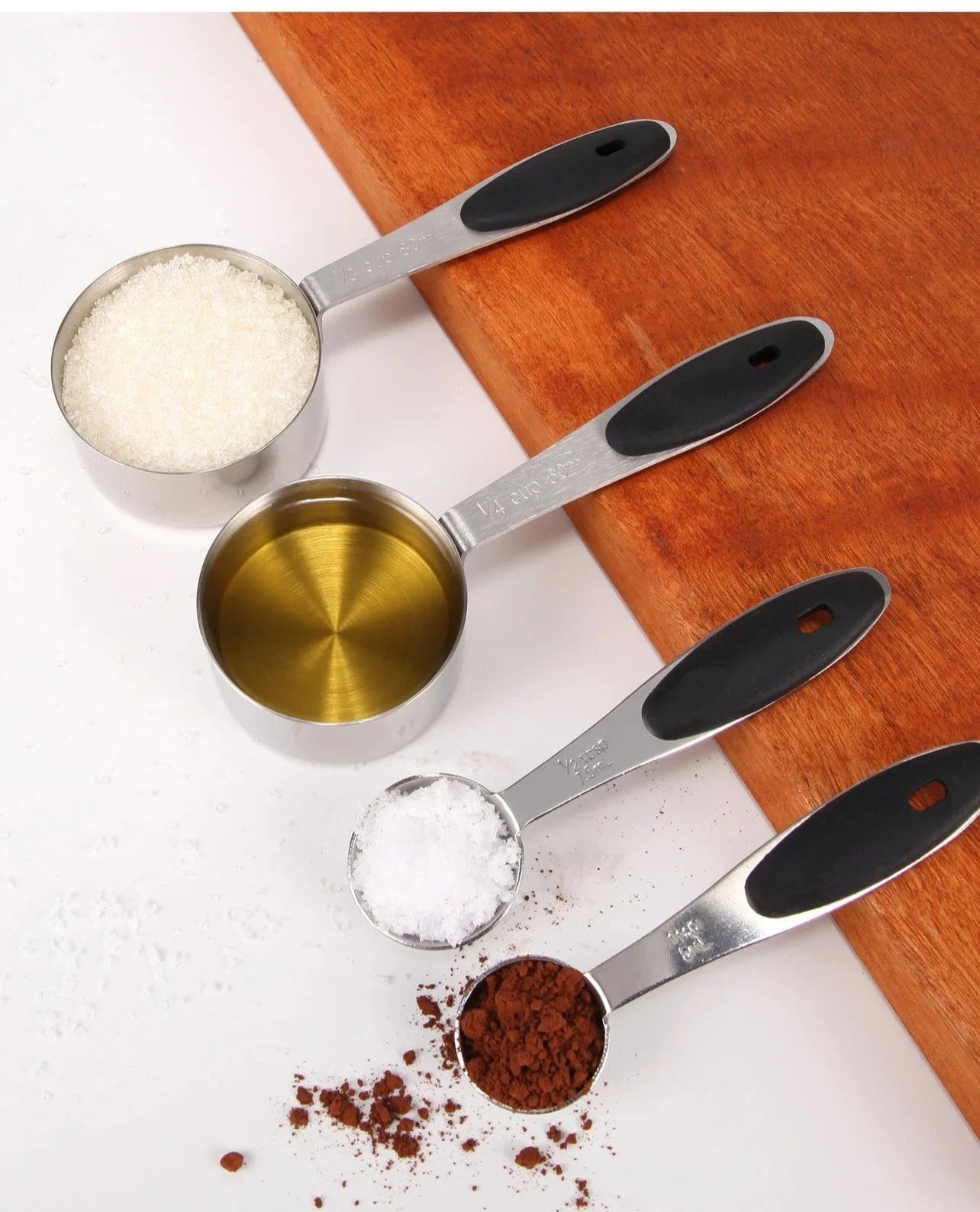 10 pieces Stainless steel and silicone measuring spoon set