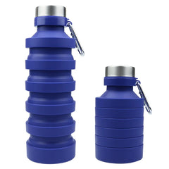 Dark Blue Silicone Foldable Water Bottles