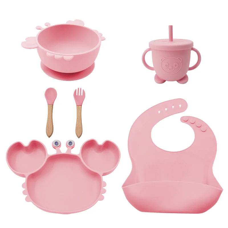 8-piece crab silicone bibs and bowl set