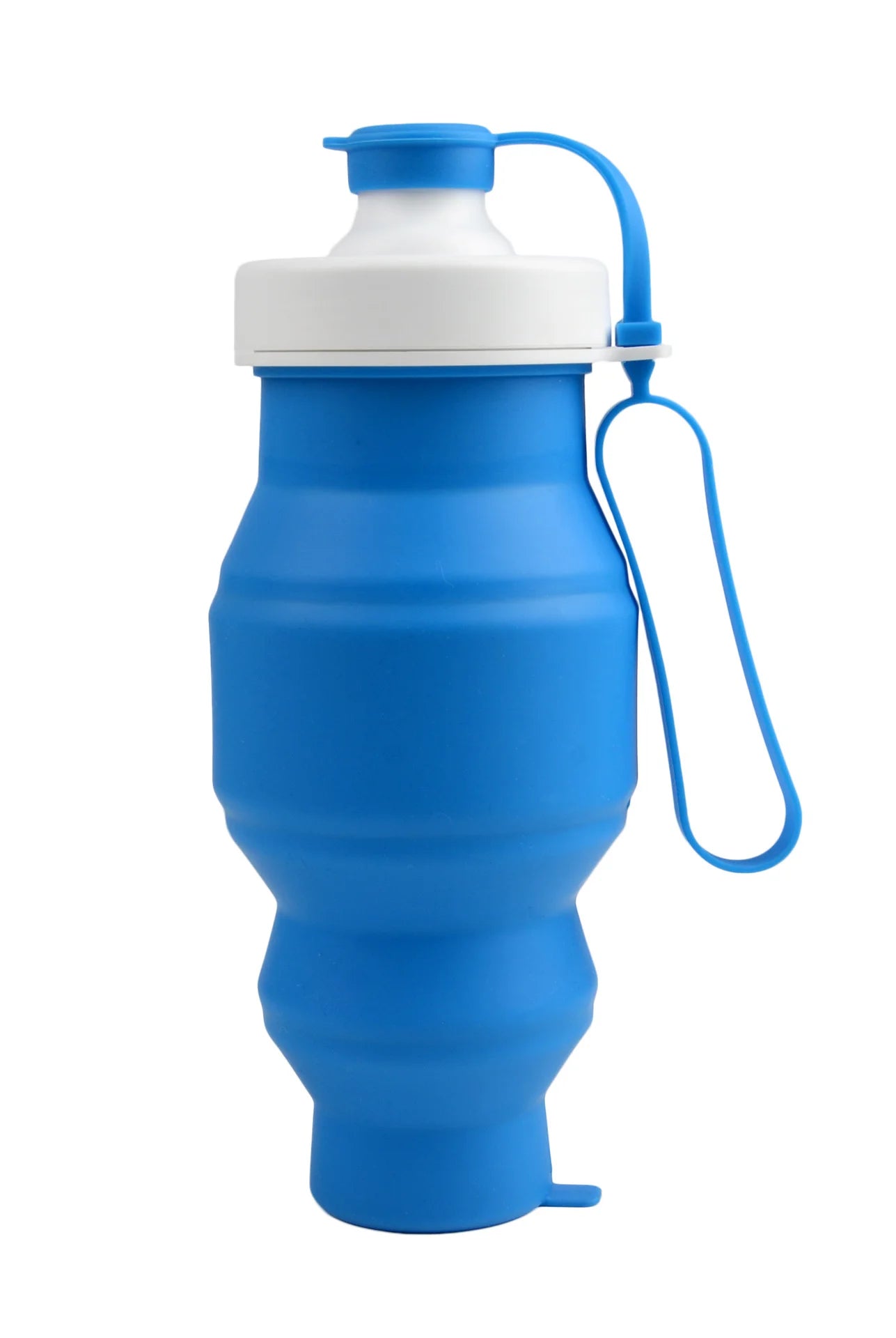 Blue 500ml Silicone Foldable Water Bottle for Sports