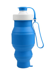 Blue 500ml Silicone Foldable Water Bottle for Sports