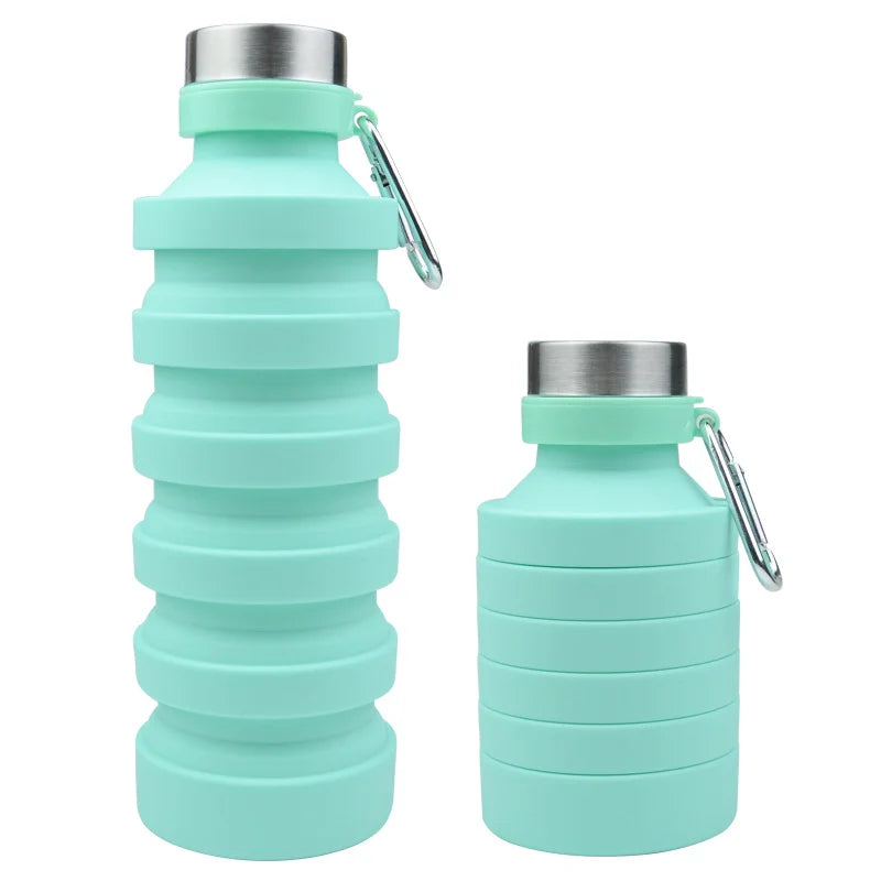 Green Silicone Foldable Water Bottles