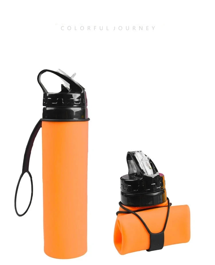 Orange Silicone Travel Water Bottle