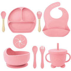 Light pink 9-piece Silicone Baby Feeding Set | Silicone Utensils