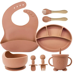 Peach 8-piece Infant Silicone Feeding Set | Baby Utensils