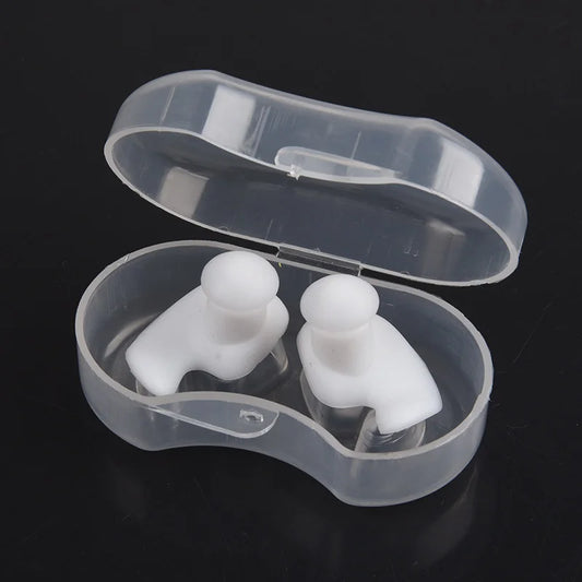 Without nose clip White White Silicone Ear Plugs And Nose Clip Set