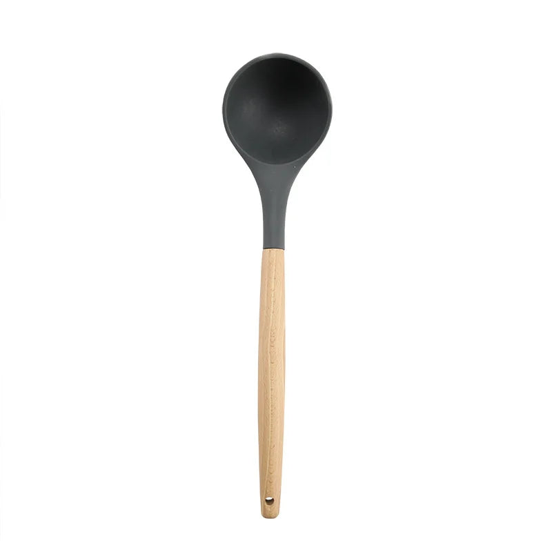 Silicone Cooking Utensils Set Wood handle