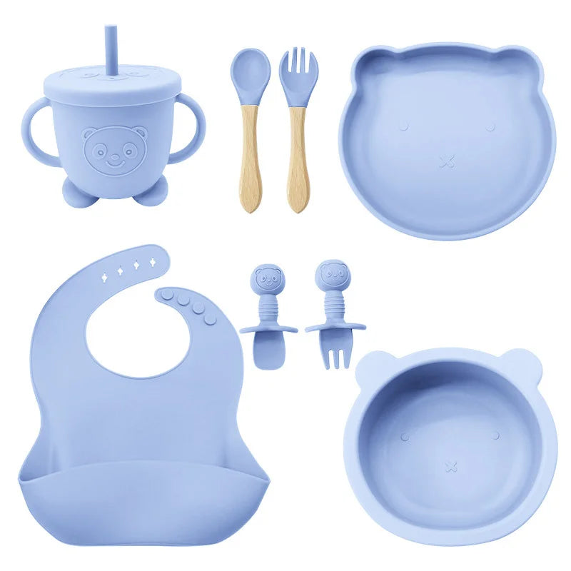 8-piece silicone baby bibs set