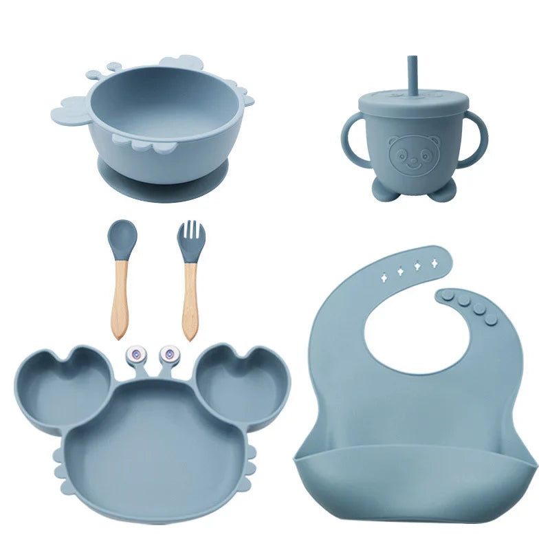 8-piece crab silicone bibs and bowl set