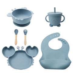 8-piece crab silicone bibs and bowl set