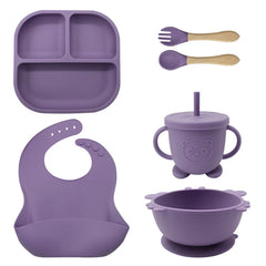 8-piece Bear Silicone Baby Utensils | Feeding Set