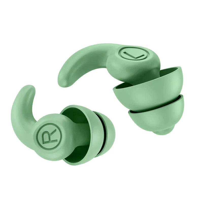 Green 1 Pair Silicone Ear Plugs