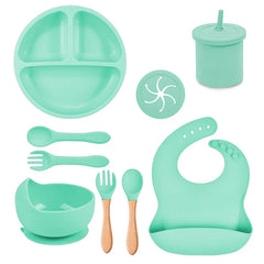 cyan Food-Grade Silicone Baby Feeding Set | Best Baby Utensils