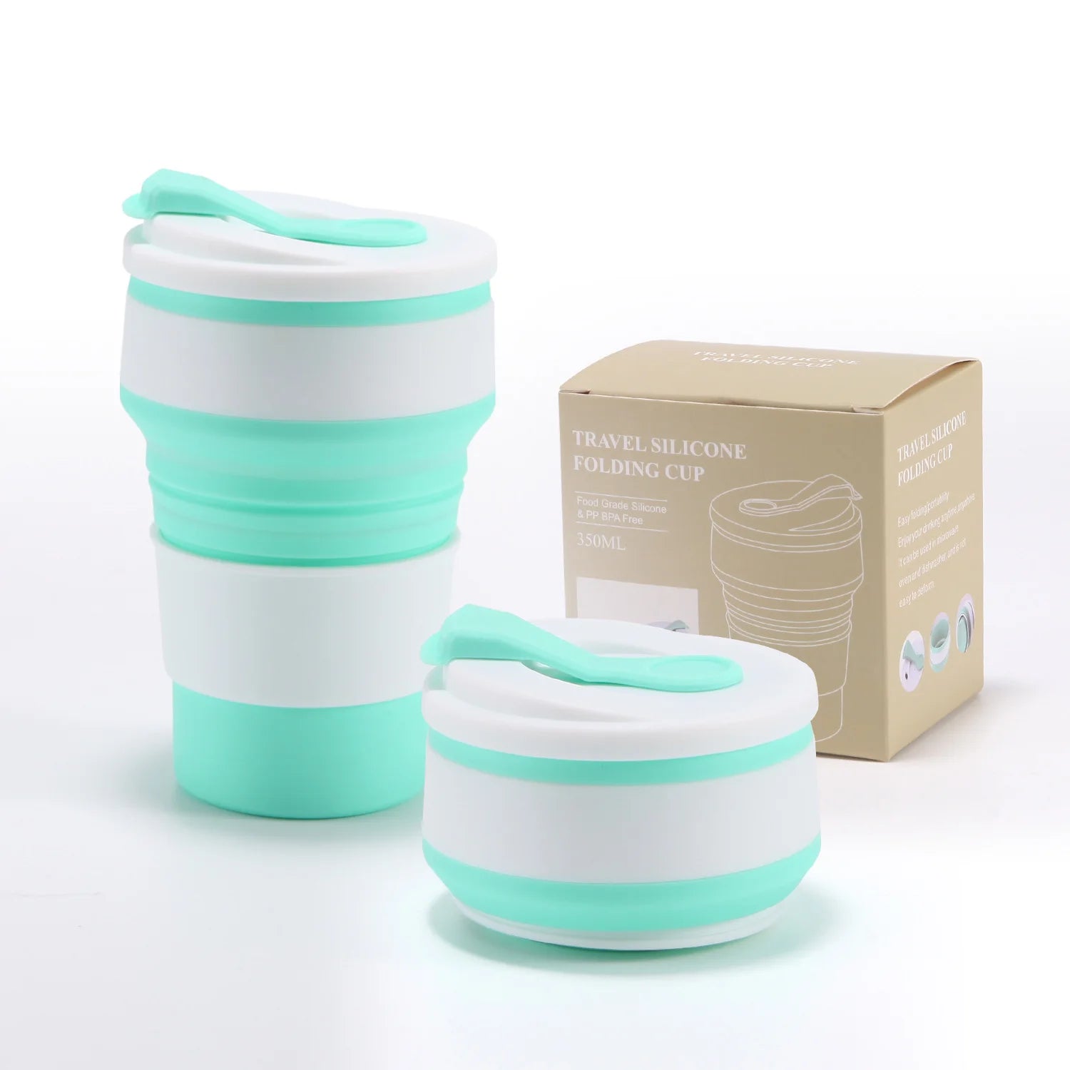 Green Silicone Collapsible / Foldable Coffee Cups