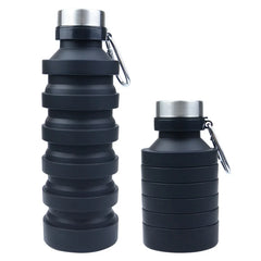 Black Silicone Foldable Water Bottles