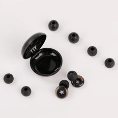 shiny Black Black 1 Pair Silicone Earplugs with Multiple Earcups