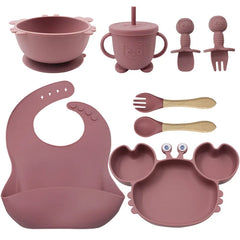 8-piece crab silicone bibs and bowl set