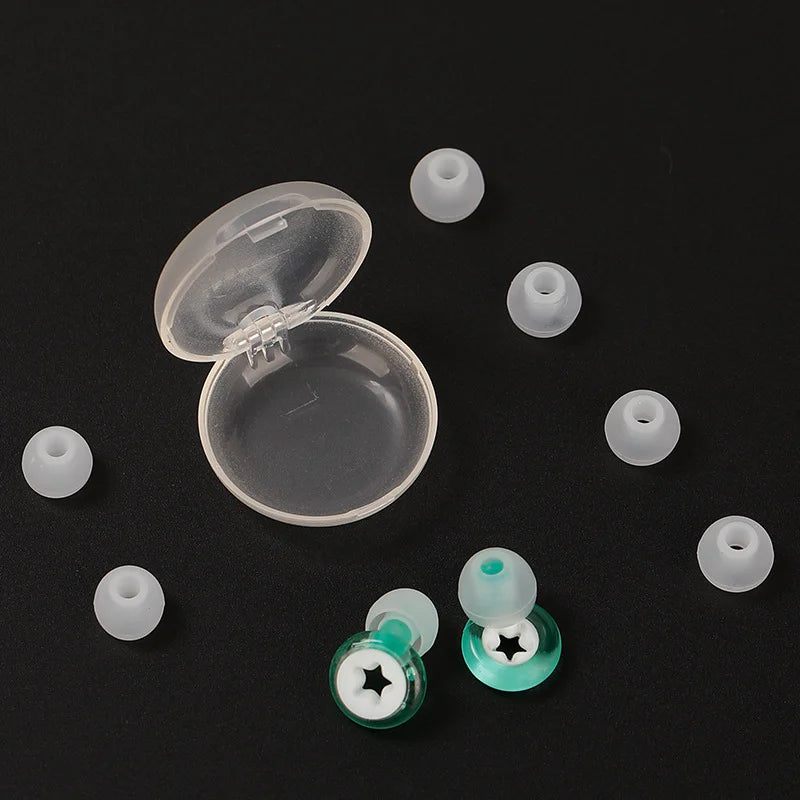 shiny Green White 1 Pair Silicone Earplugs with Multiple Earcups