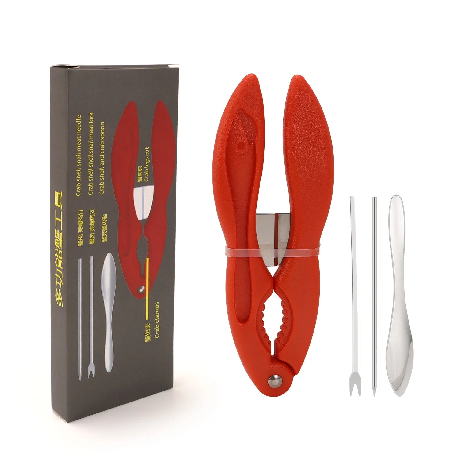 Red 4pcs Crab Crackers and Tools Seafood