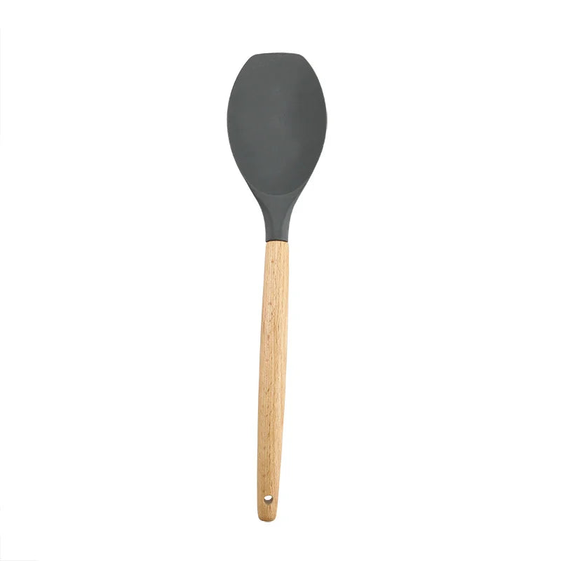 Silicone Cooking Utensils Set Wood handle