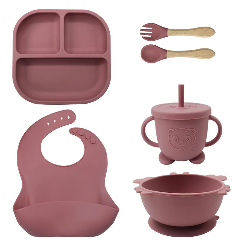 8-piece Bear Silicone Baby Utensils | Feeding Set