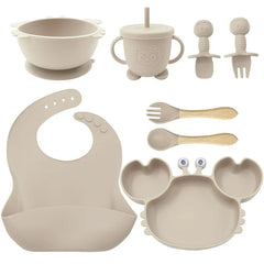 offwhite 8-piece crab silicone bibs and bowl set