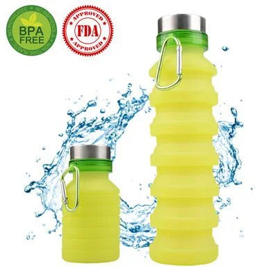 Yellow Collapsible Silicone Water Bottle