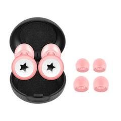 matte Pink White 1 Pair Silicone Earplugs with Multiple Earcups