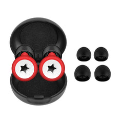 matte Red Black 1 Pair Silicone Earplugs with Multiple Earcups