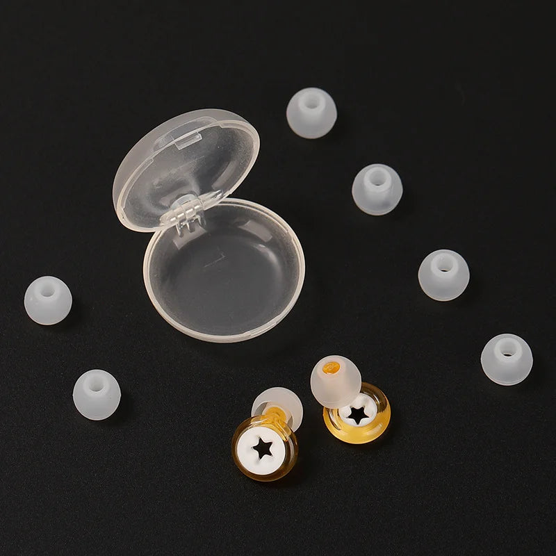 shiny Yellow White 1 Pair Silicone Earplugs with Multiple Earcups