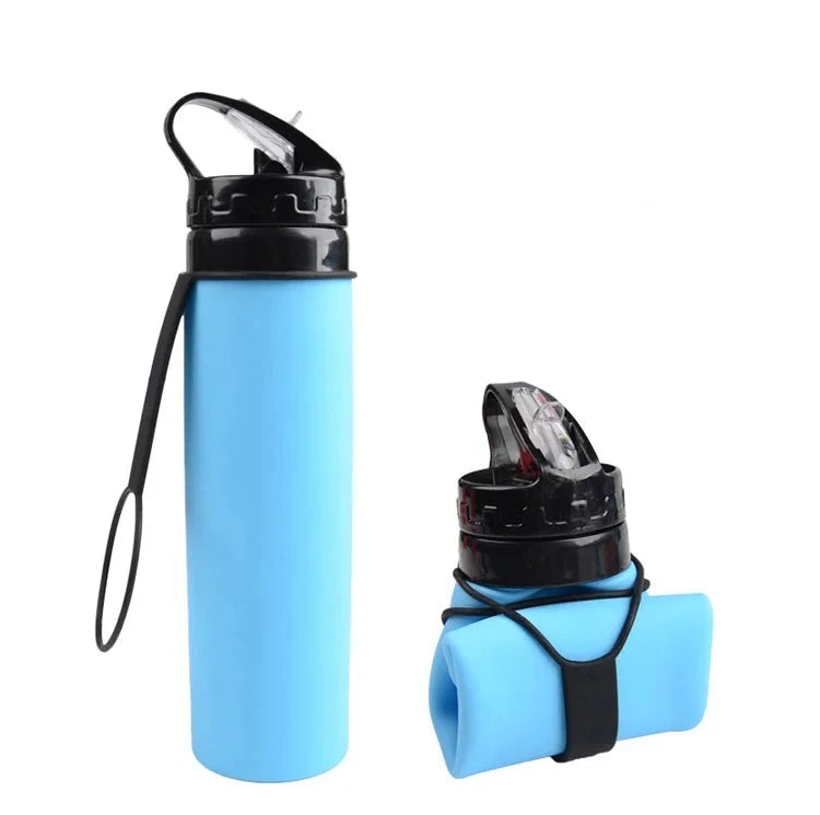 Blue Silicone Travel Water Bottle