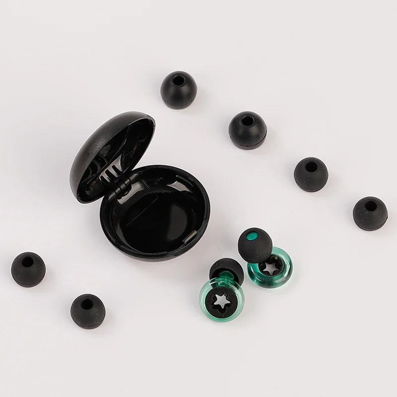 shiny Green Black 1 Pair Silicone Earplugs with Multiple Earcups